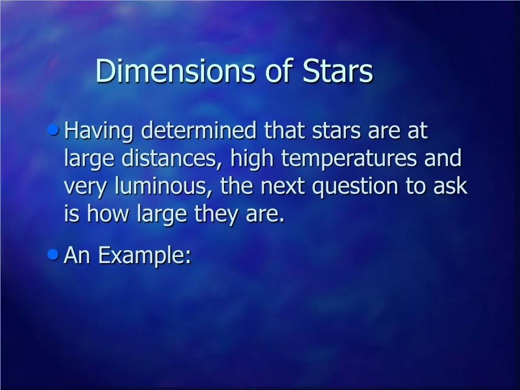 dimensions of stars n.