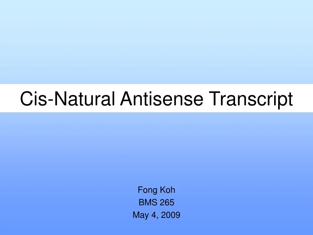 cis natural antisense transcript n.
