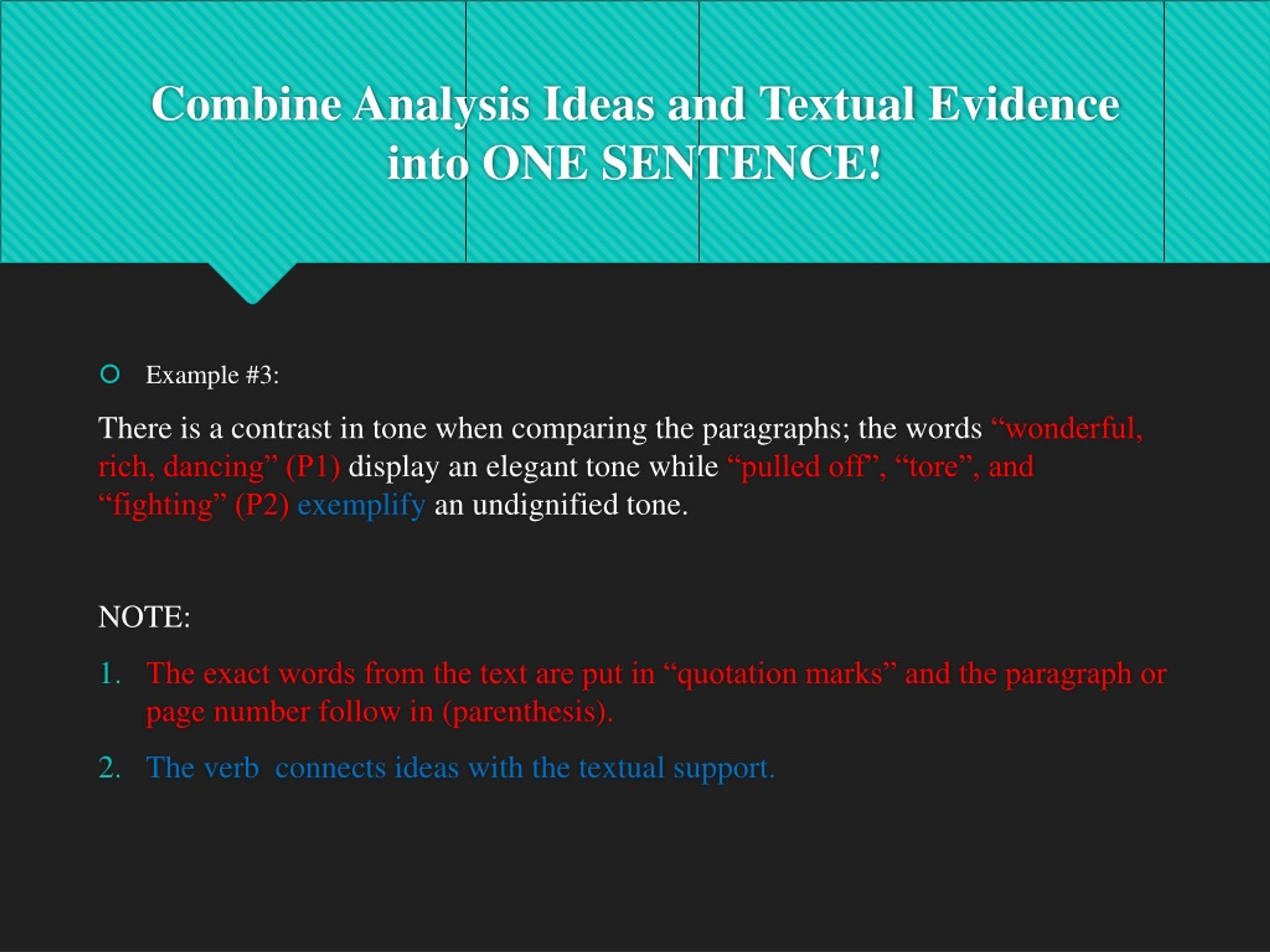centeral idea textual evidence definition