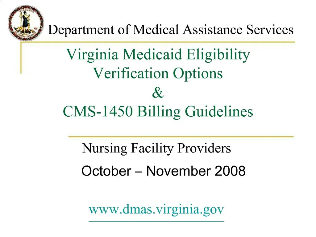 PPT Virginia Medicaid Eligibility Verification Options CMS1450