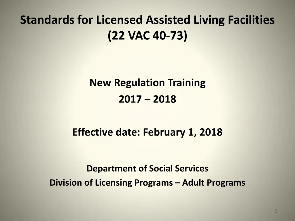 standards for licensed assisted living facilities 22 vac 40 73 n.