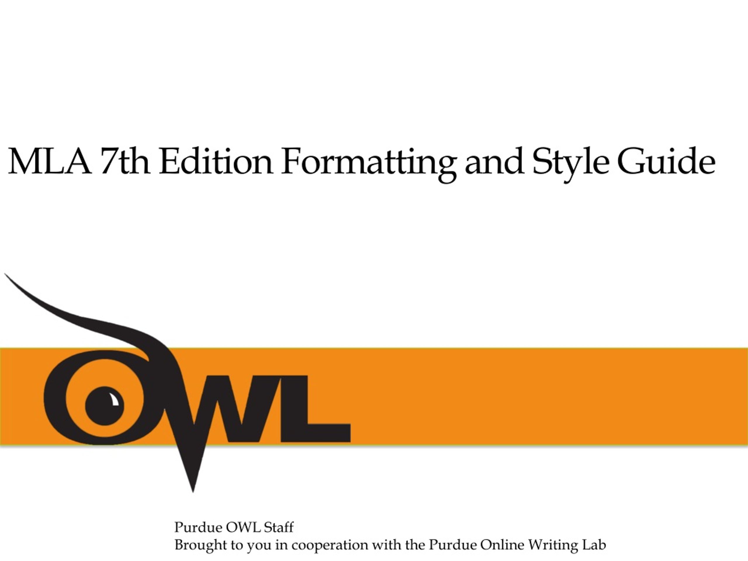 Ppt Mla 7th Edition Formatting And Style Guide Powerpoint Presentation Id 298601