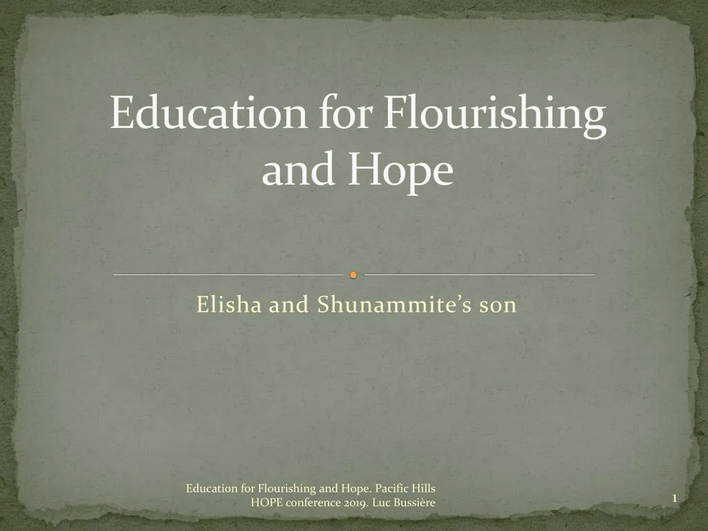 education for flourishing and hope n.