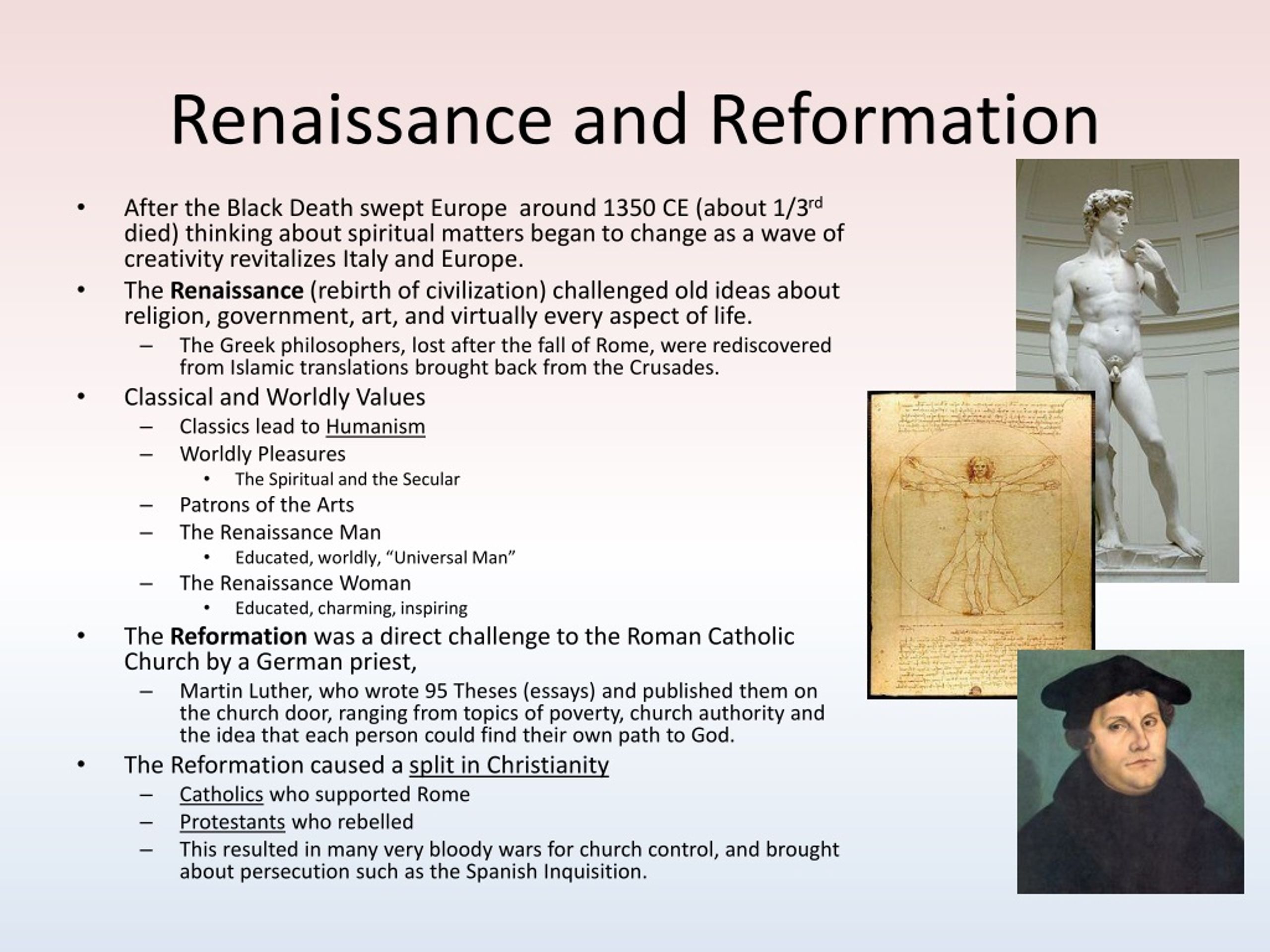 the renaissance and the reformation presentation