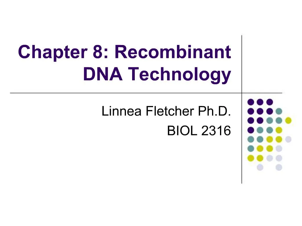 PPT - Chapter 8: Recombinant DNA Technology PowerPoint Presentation ...