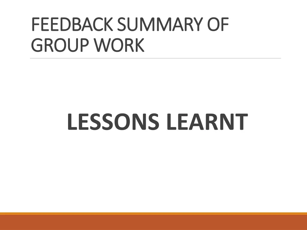 feedback summary of group work n.