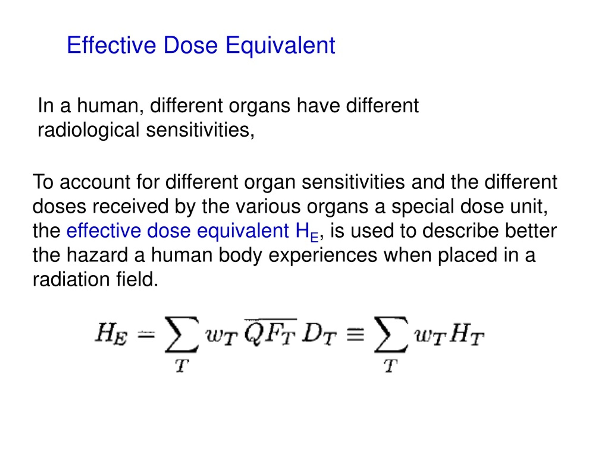 difference between equivalent and effective dose