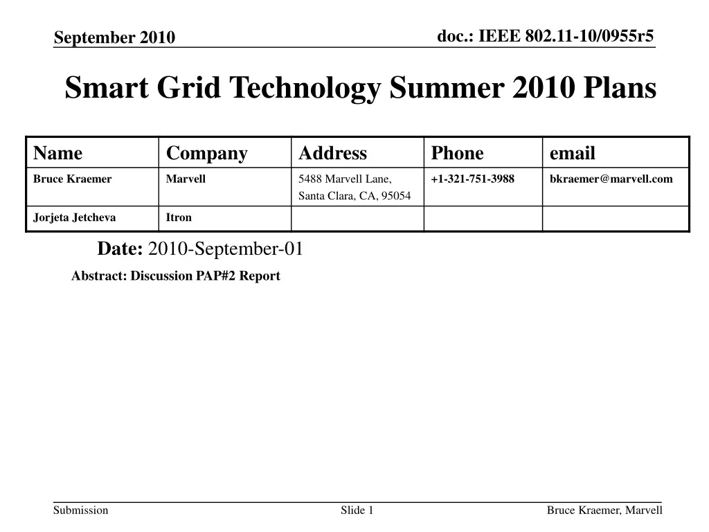 smart grid technology summer 2010 plans n.
