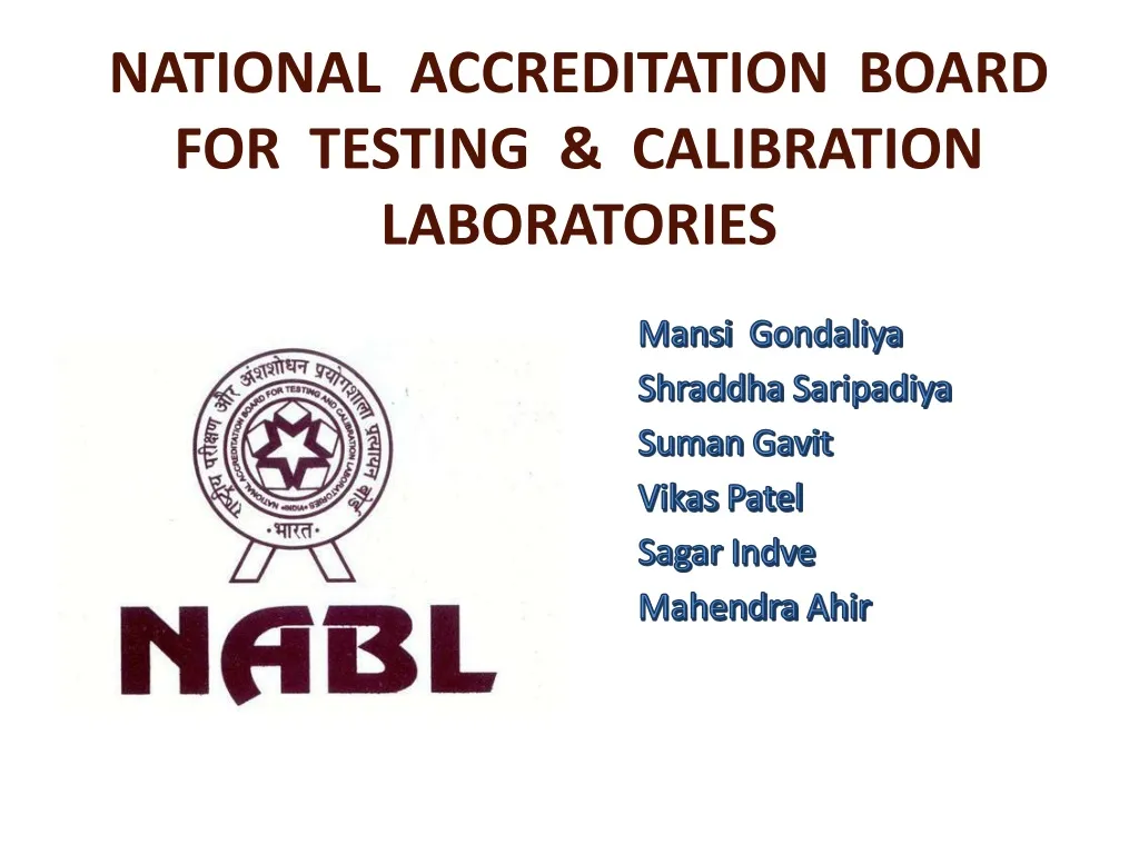 PPT - NATIONAL ACCREDITATION BOARD FOR TESTING & CALIBRATION ...