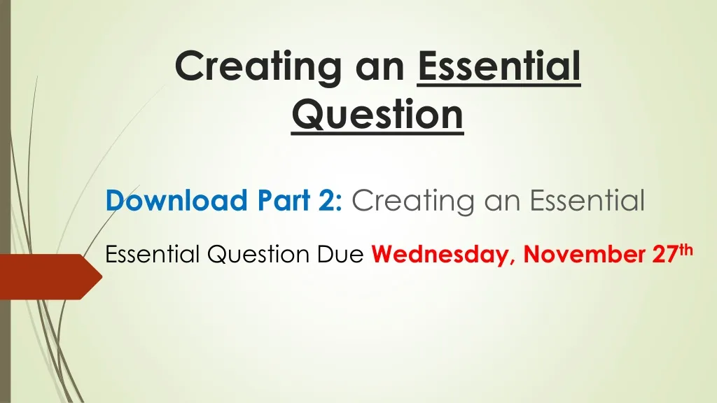 creating an essential question n.