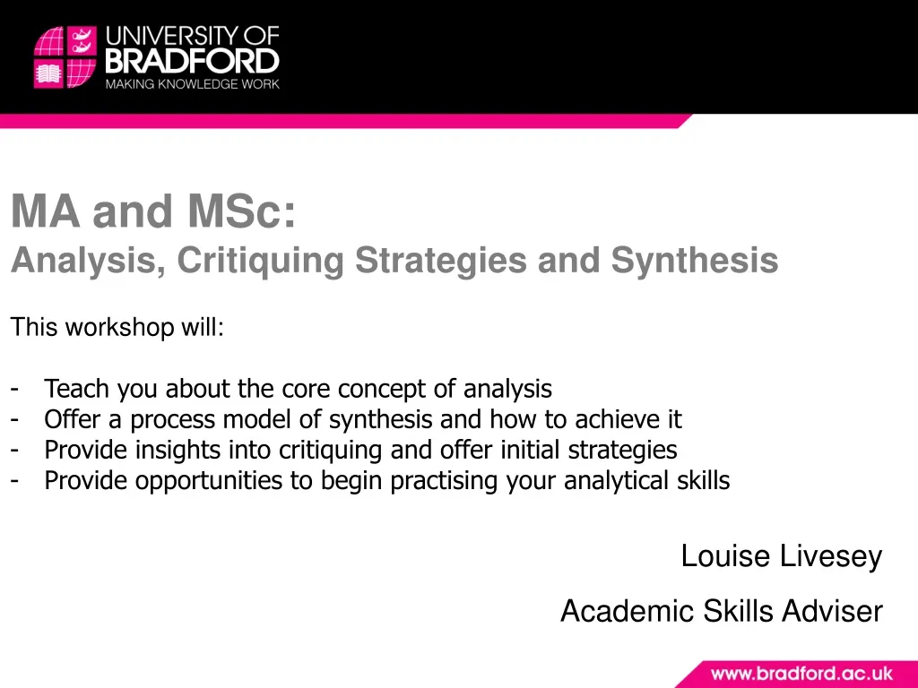 ma and msc analysis critiquing strategies n.