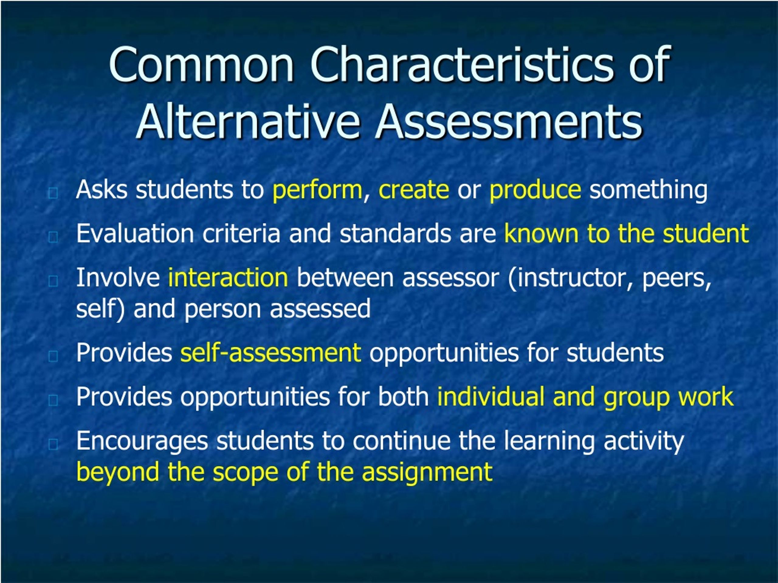 alternative assessment presentation