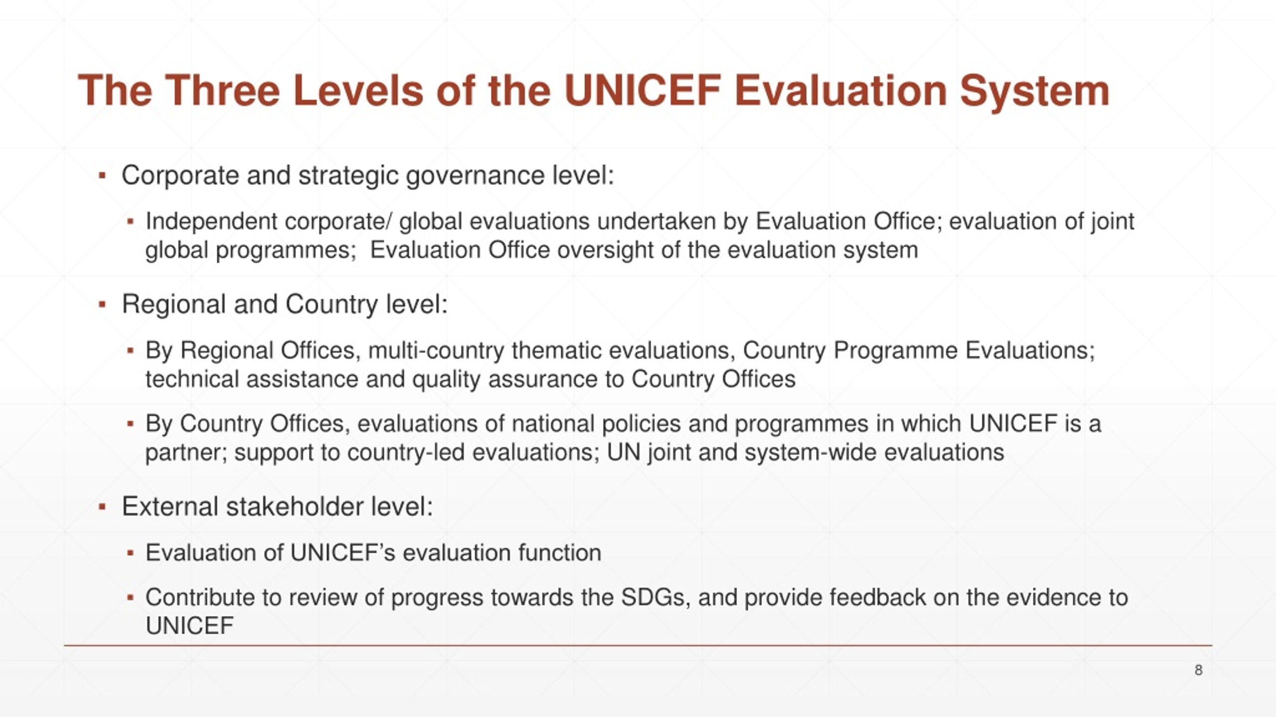 PPT - Road Map And Outline Of The Revised Evaluation Policy Of UNICEF ...