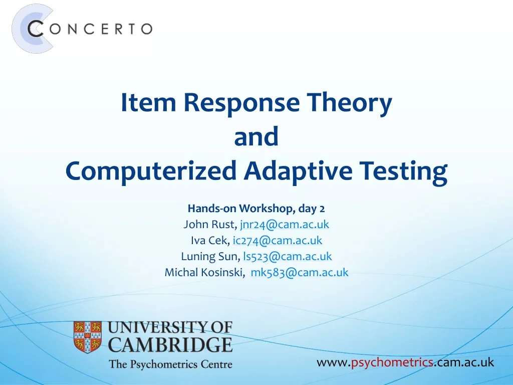 item response theory and computerized adaptive testing n.