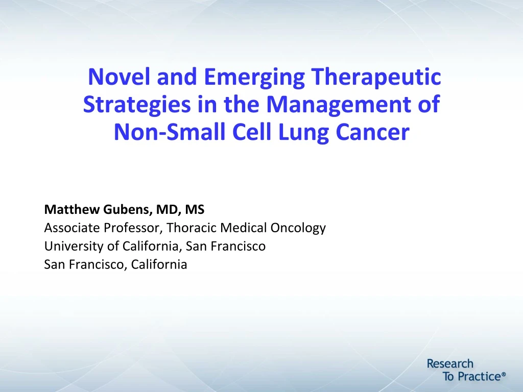 novel and emerging therapeutic strategies in the management of non small cell lung cancer n.