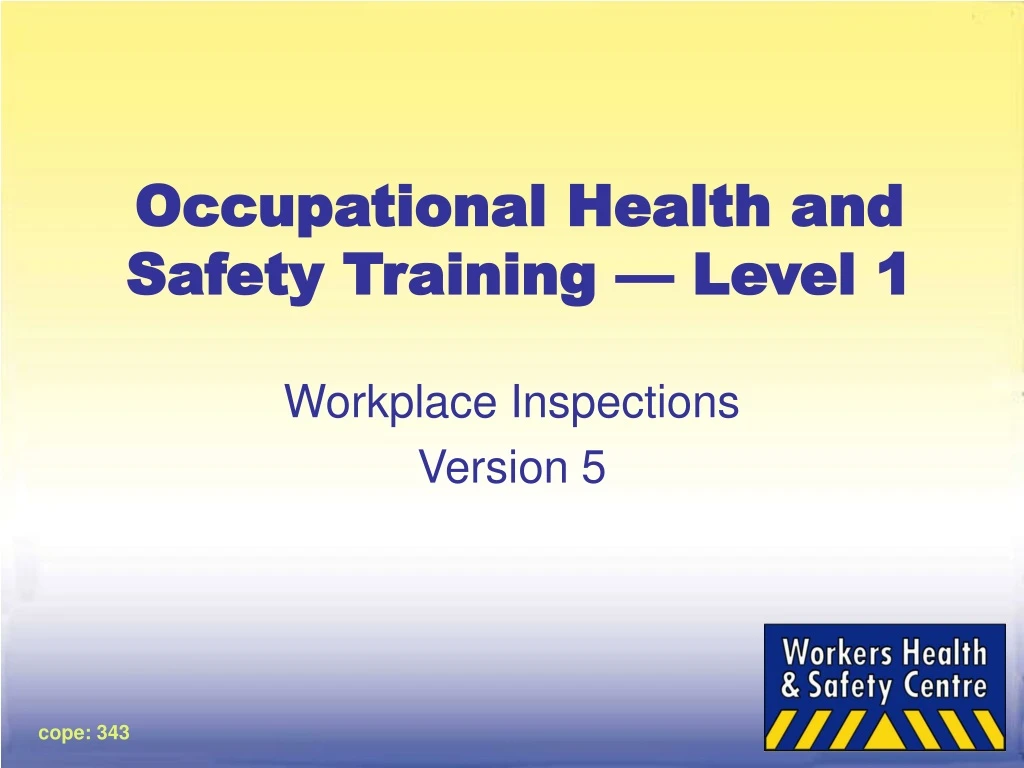 occupational health and safety training level 1 n.