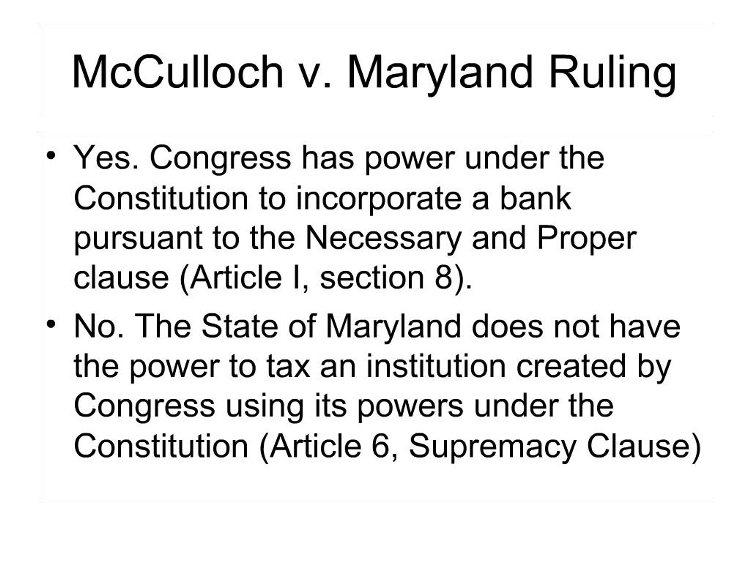 Ppt Mcculloch V Maryland Facts Powerpoint Presentation Free Download Id 317822