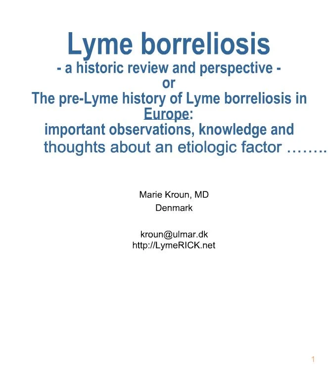 PPT - Lyme Borreliosis - A Historic Review And Perspective - Or The Pre ...