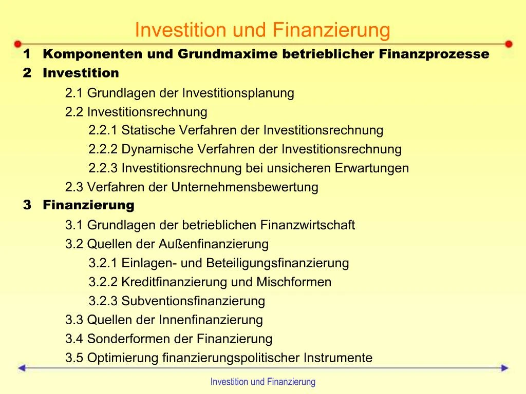 PPT - Investition Und Finanzierung PowerPoint Presentation, Free ...