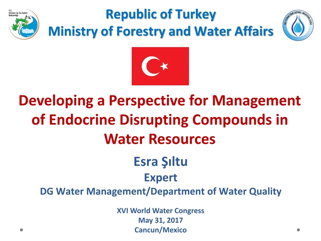 developing a perspective for management of endocrine disrupting compounds in water resources n.