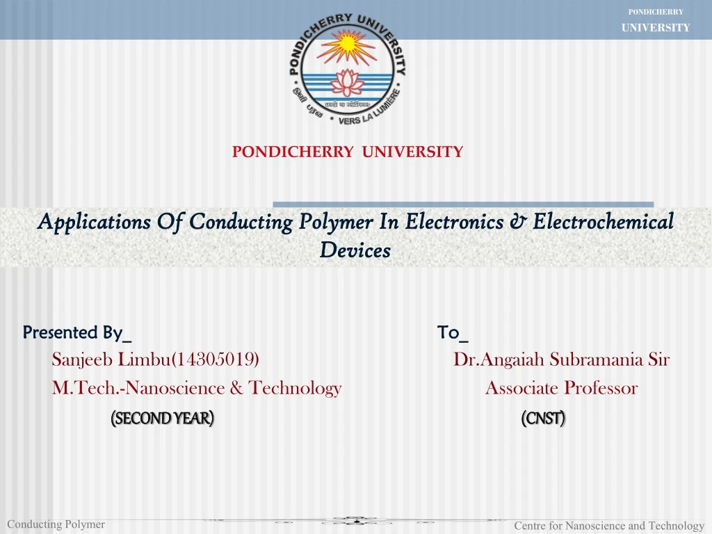 applications of conducting polymer in electronics electrochemical devices n.