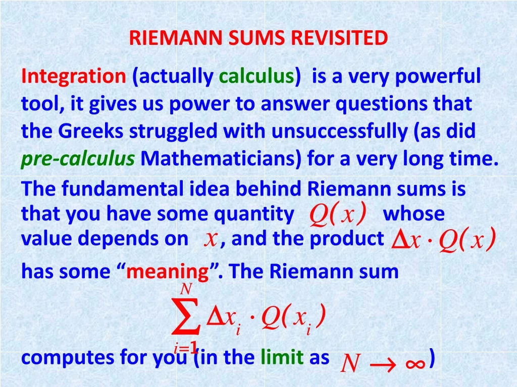 riemann sums revisited n.