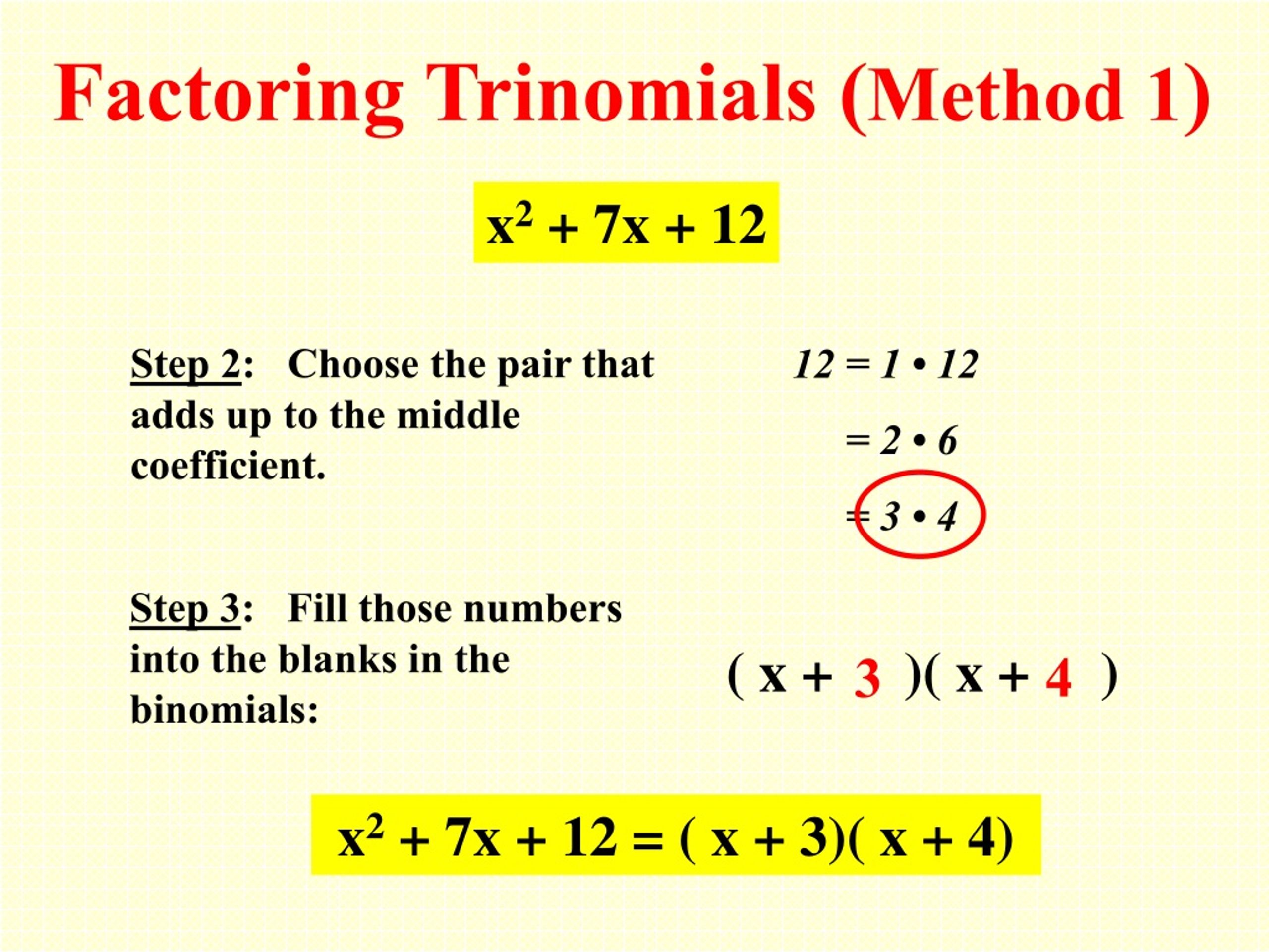PPT Factoring Trinomials A 1 PowerPoint Presentation Free Download ID 325994
