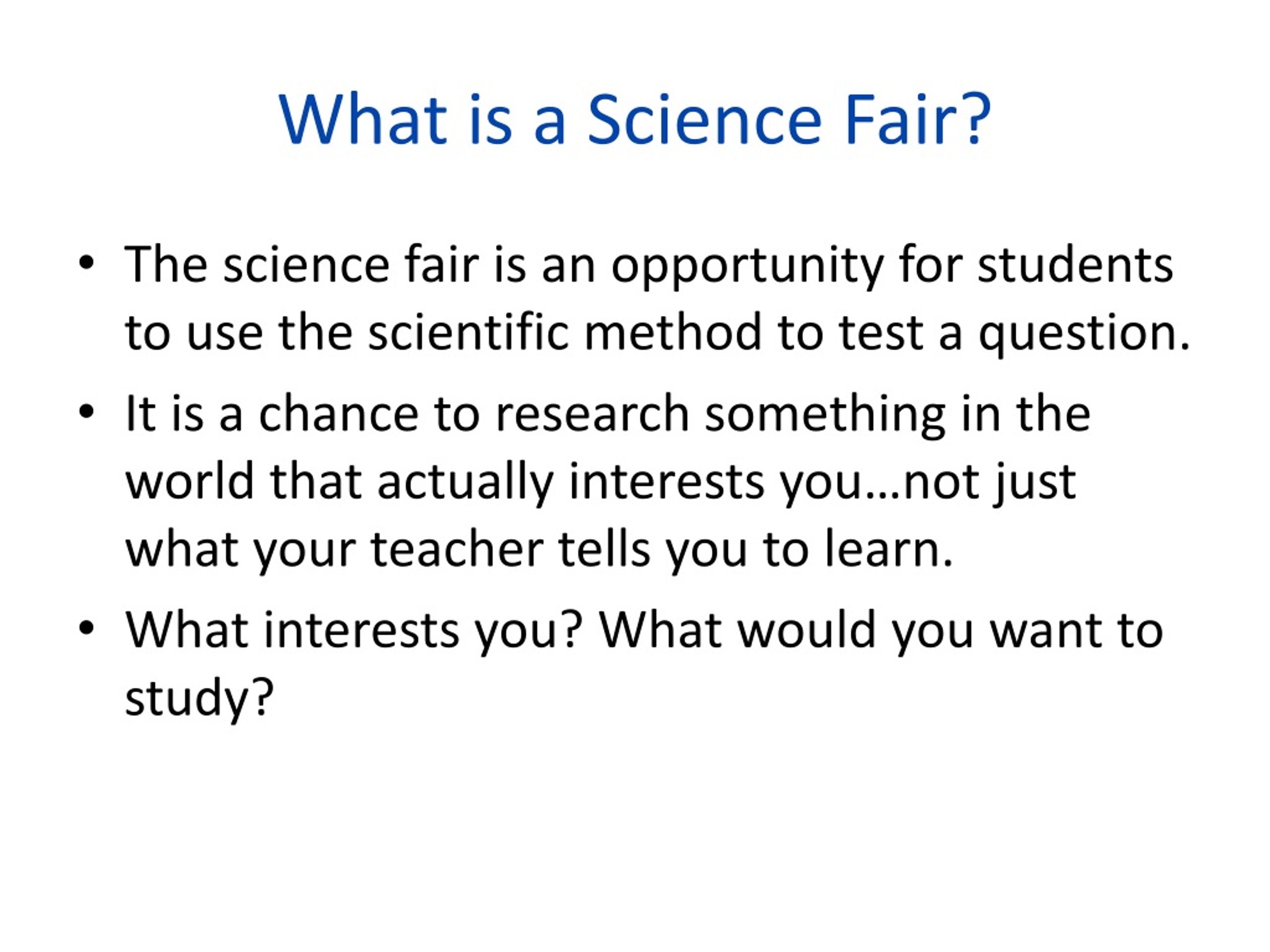 science fair meaning in research