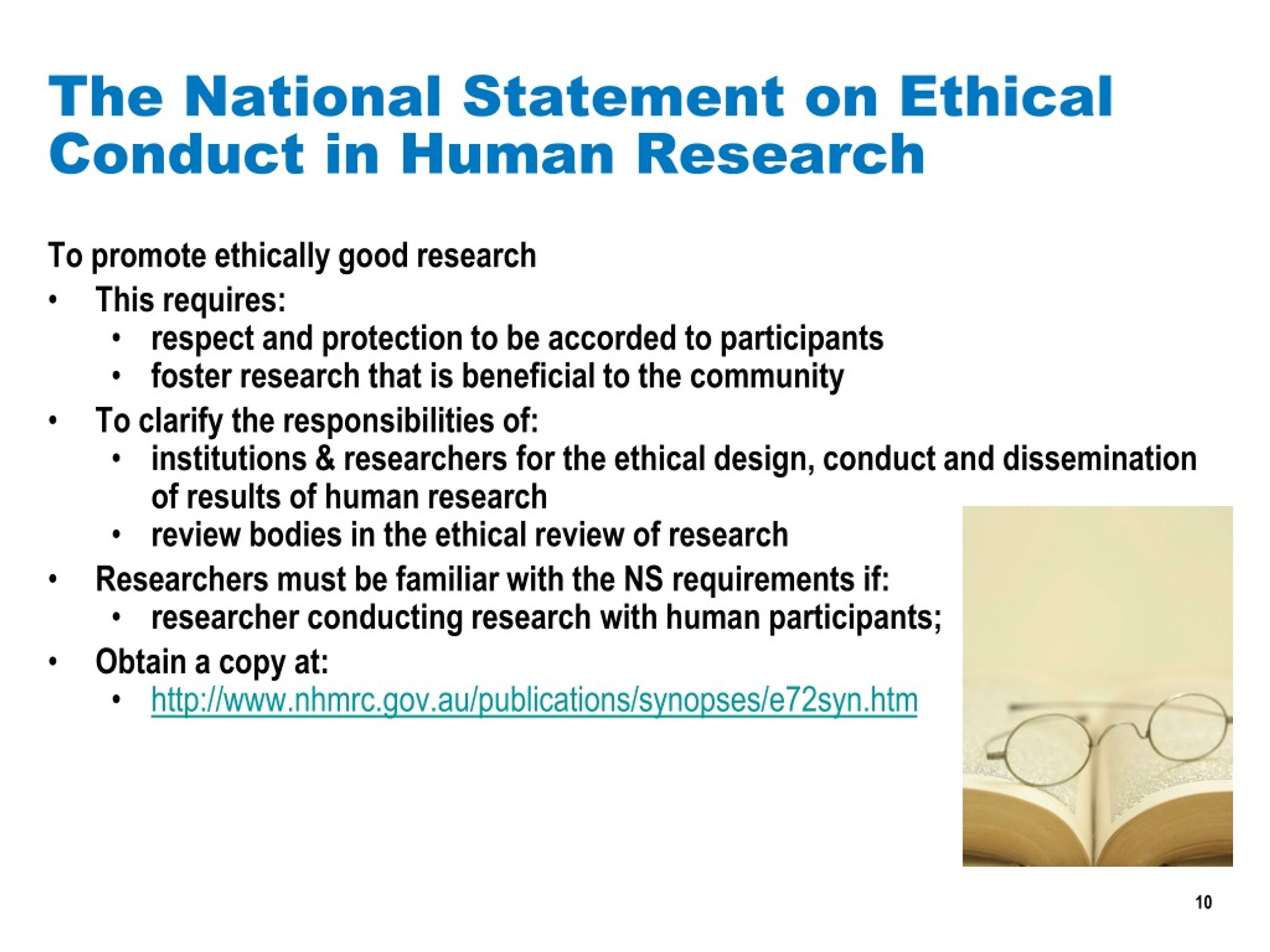 the national statement on ethical conduct in human research