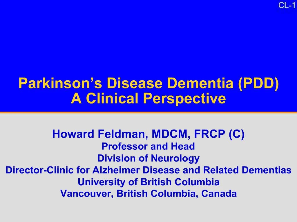 PPT Parkinson s Disease Dementia PDD A Clinical Perspective