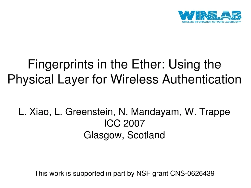 fingerprints in the ether using the physical layer for wireless authentication n.