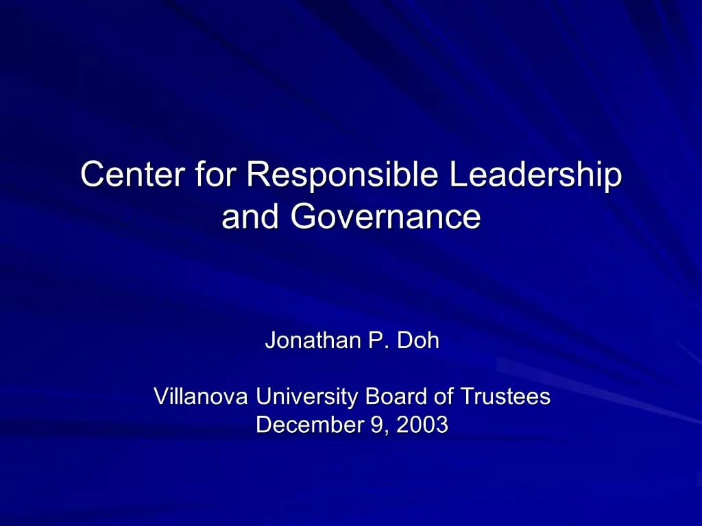 PPT Center for Responsible Leadership and Governance PowerPoint