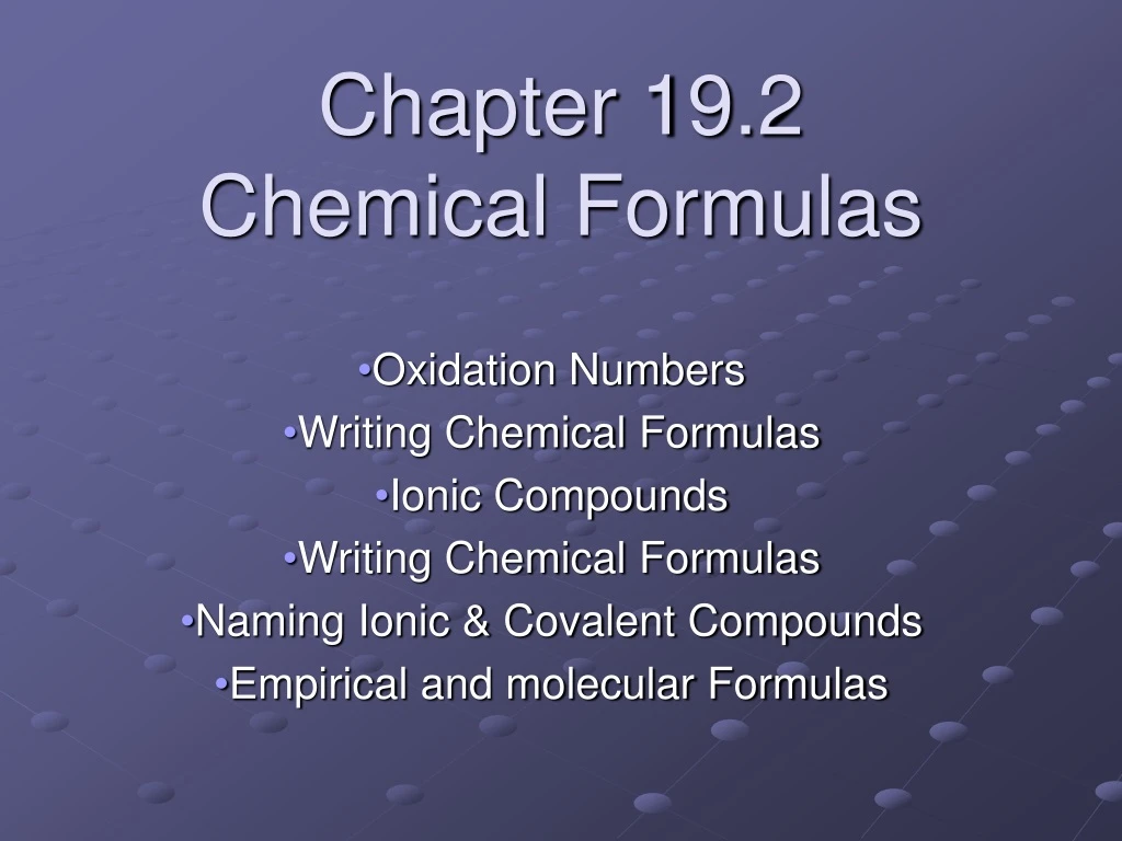 chapter 19 2 chemical formulas n.