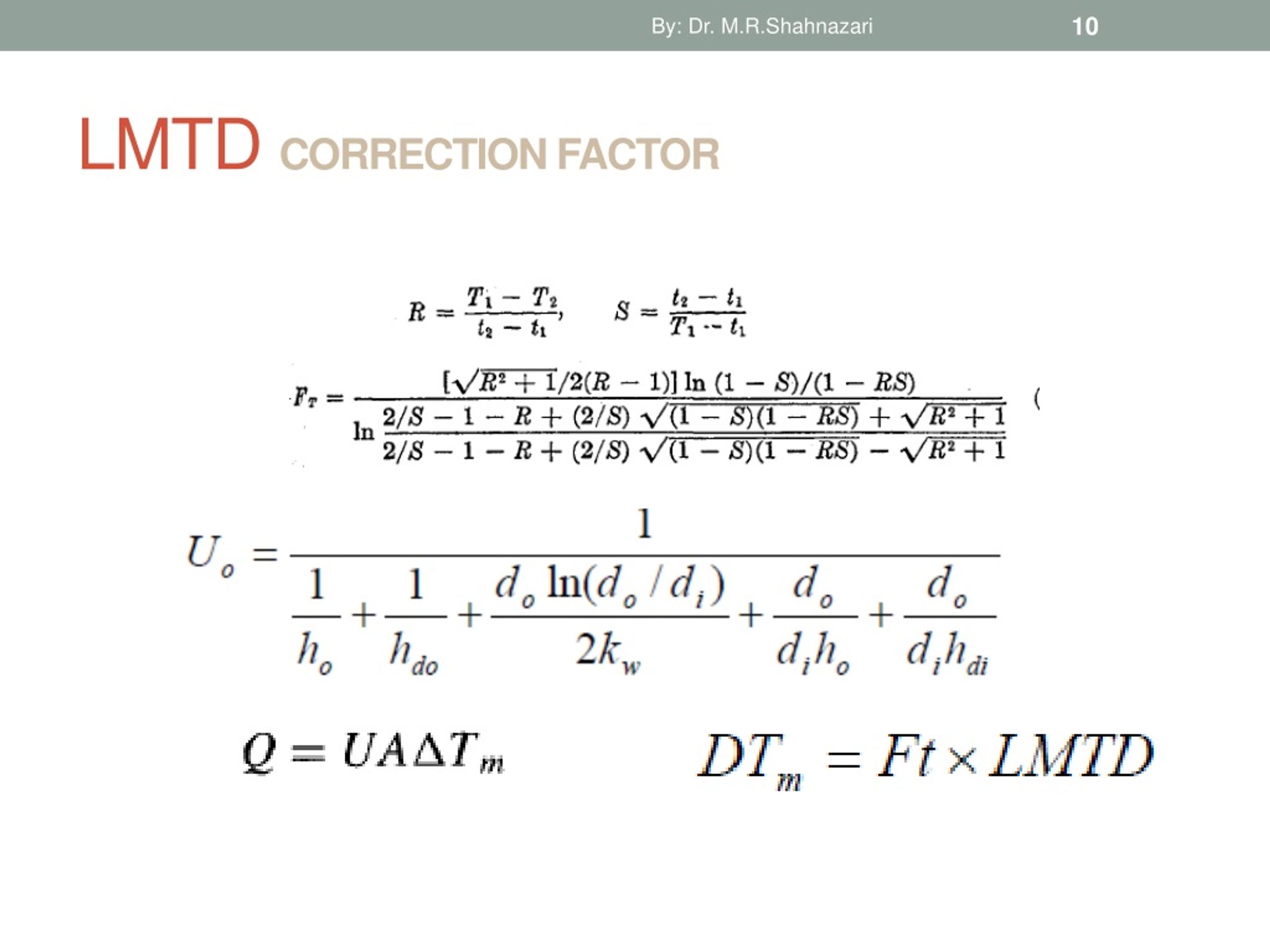 lmtd correction factor equation crossflow