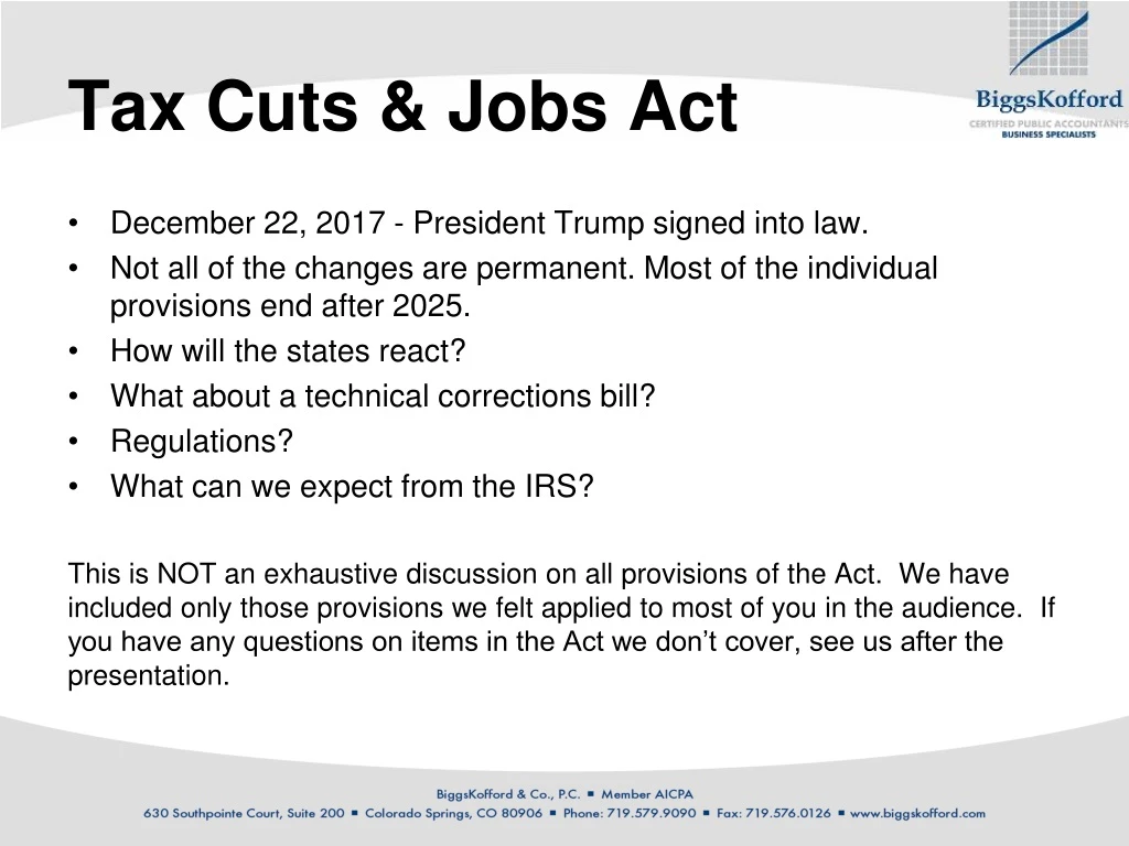 PPT Tax Cuts & Jobs Act PowerPoint Presentation, free download ID