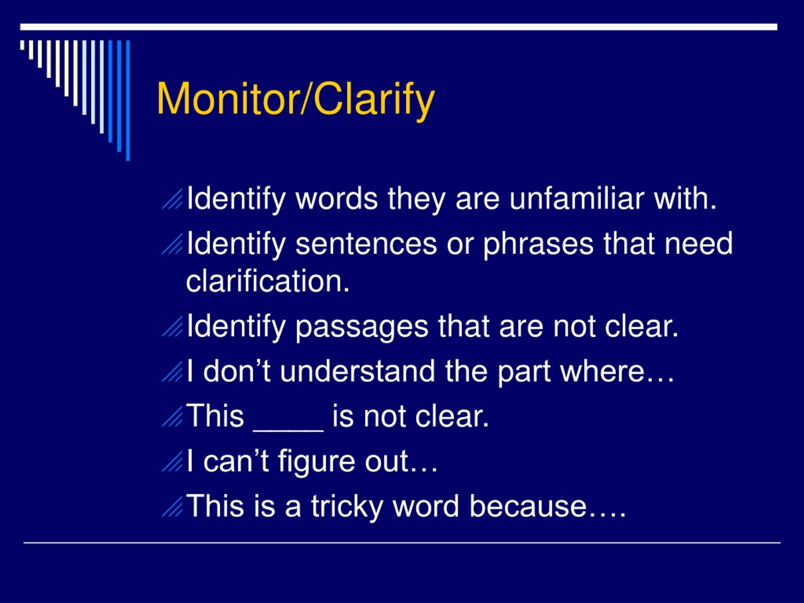 teaching clarify meaning examples