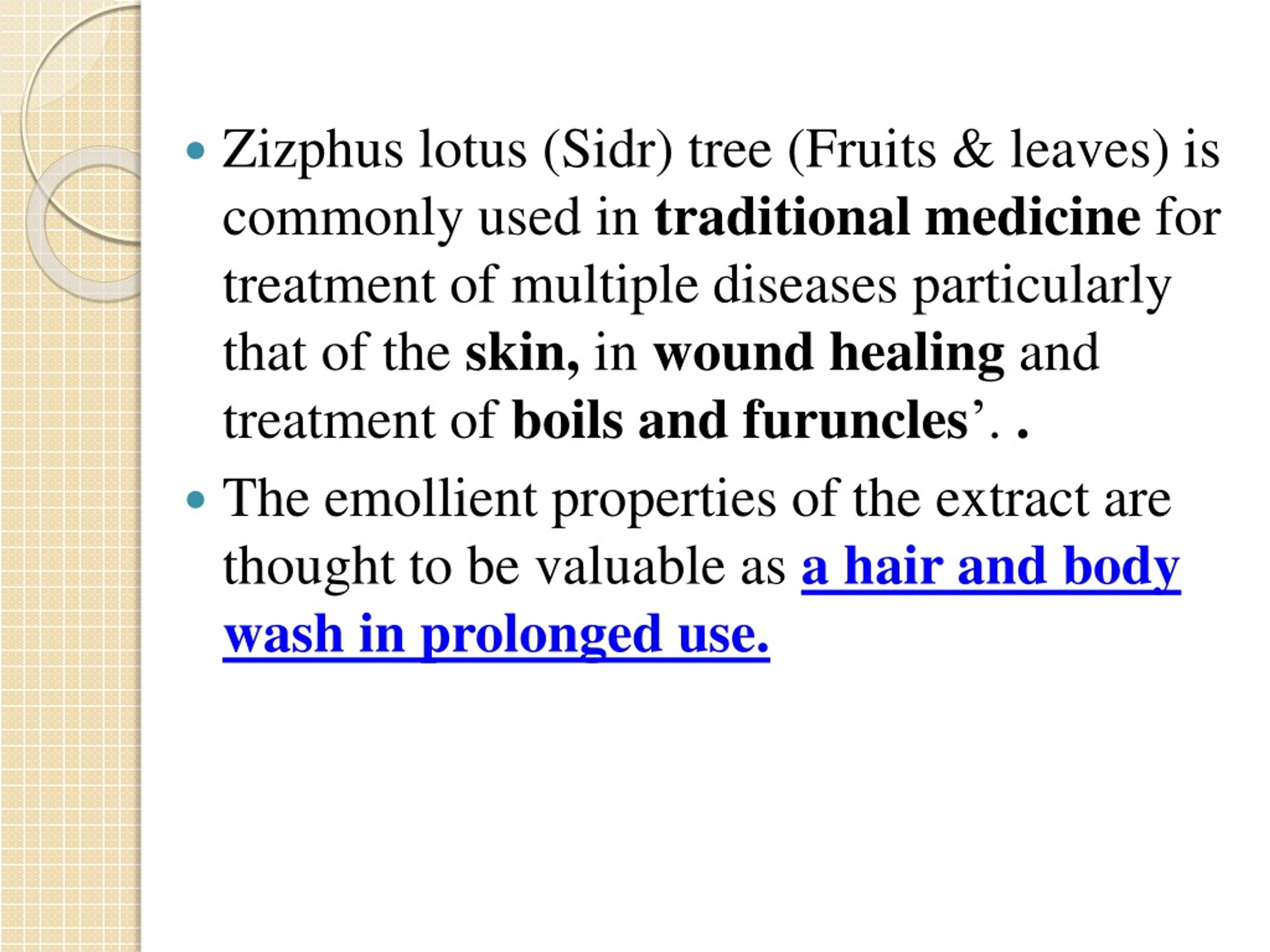 Ppt Biosafty Of Ziziphus Lotus Extract As Hair And Body Wash An