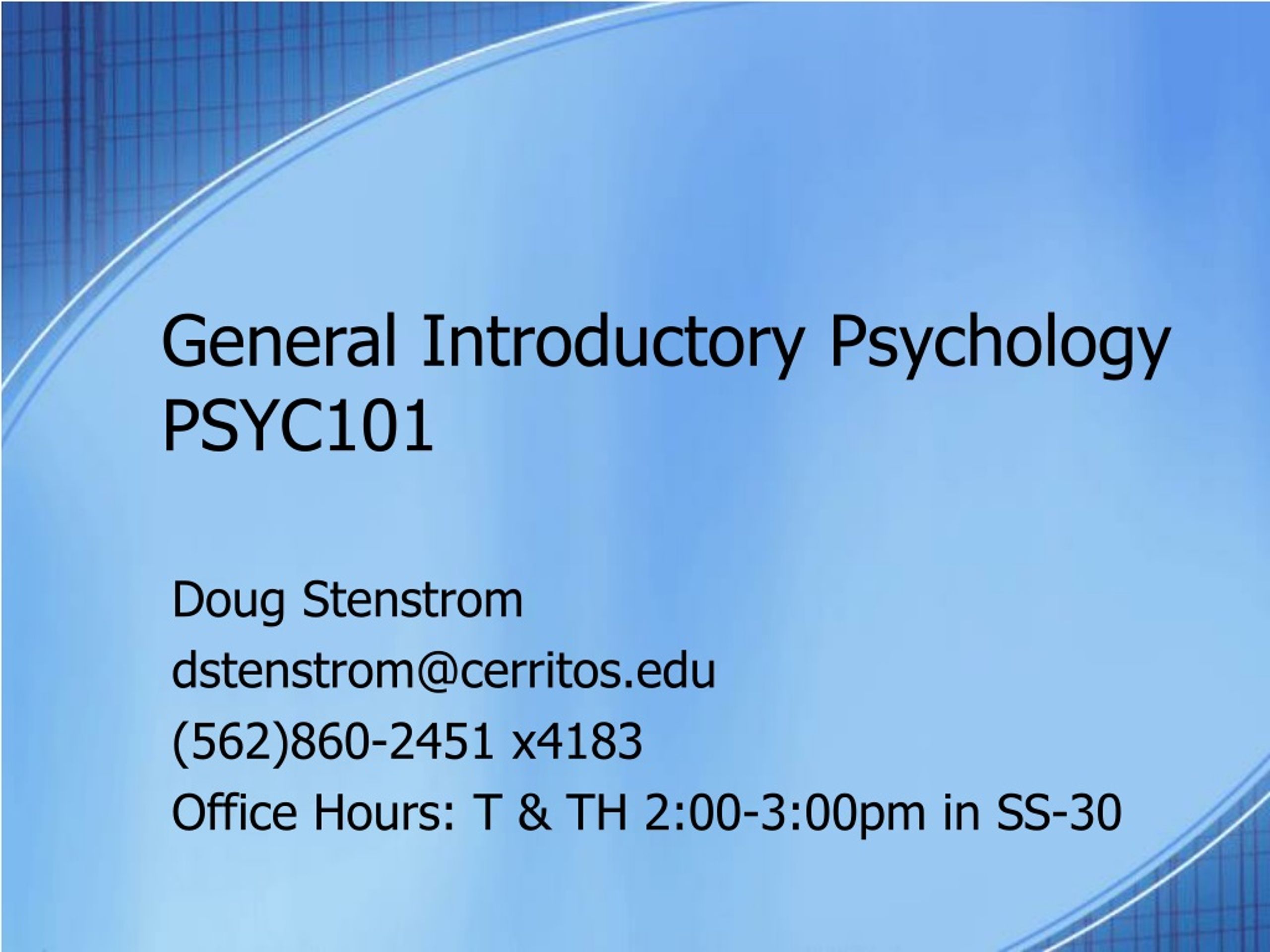 PPT - General Introductory Psychology PSYC101 PowerPoint Presentation ...