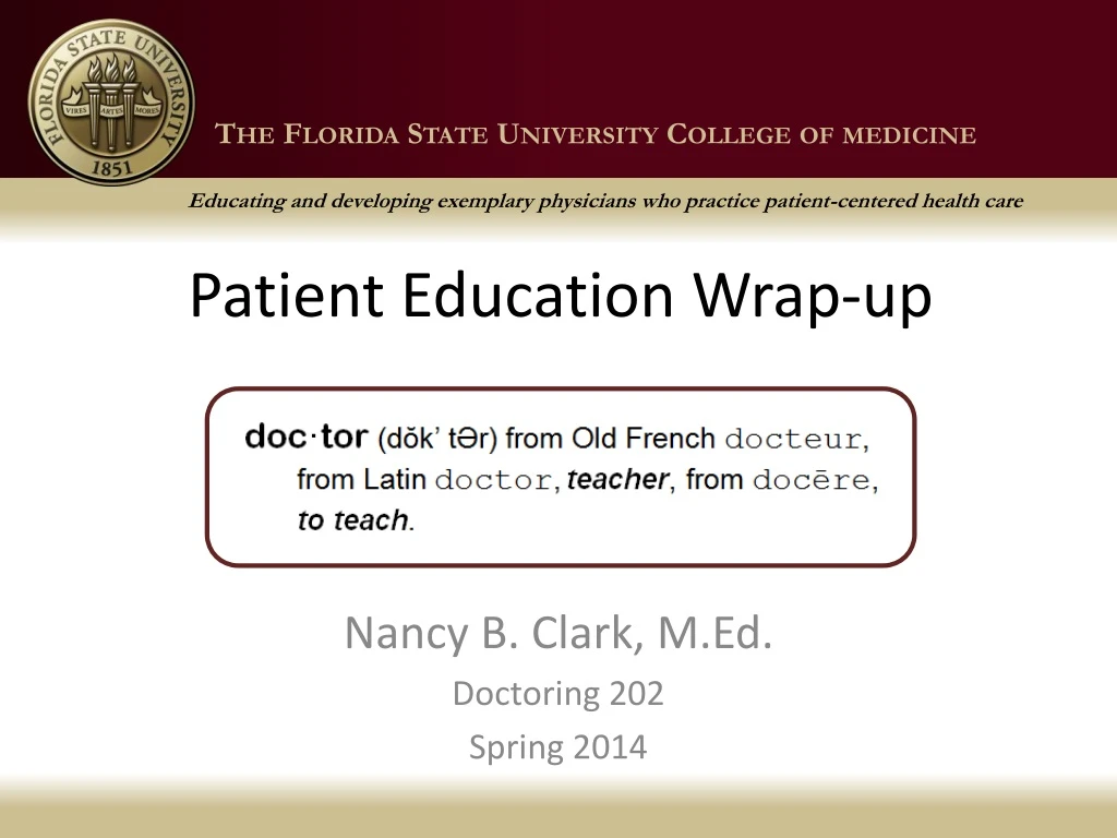 patient education wrap up n.
