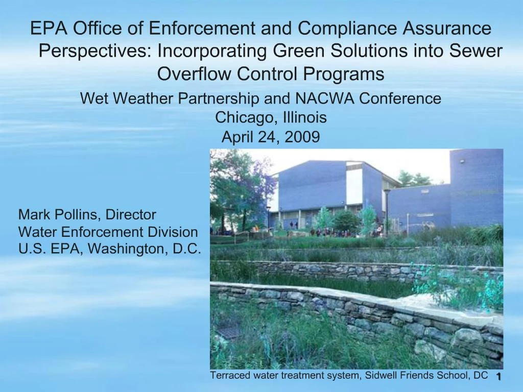PPT Mark Pollins, Director Water Enforcement Division U.S. EPA