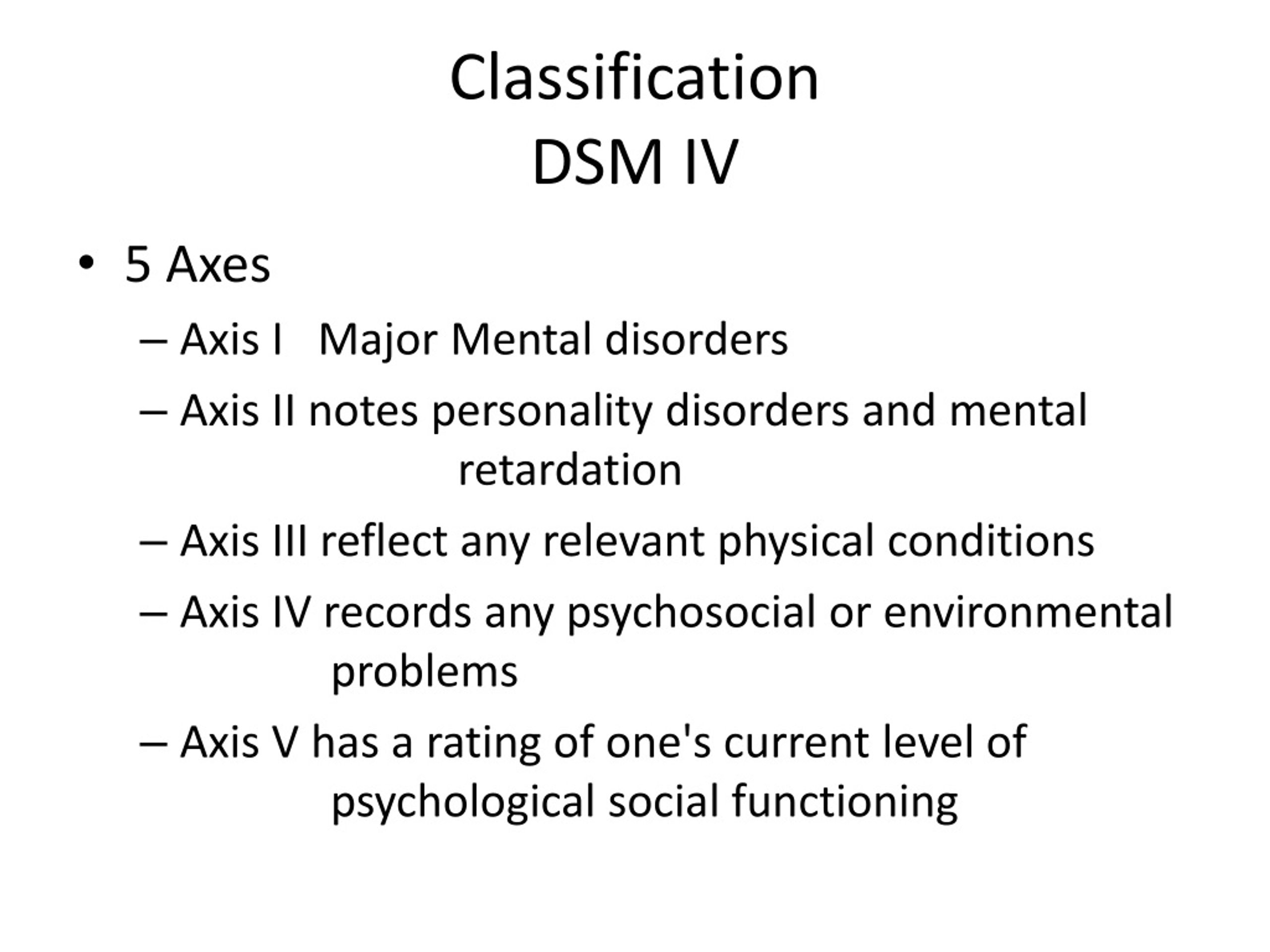classification dsm iv.