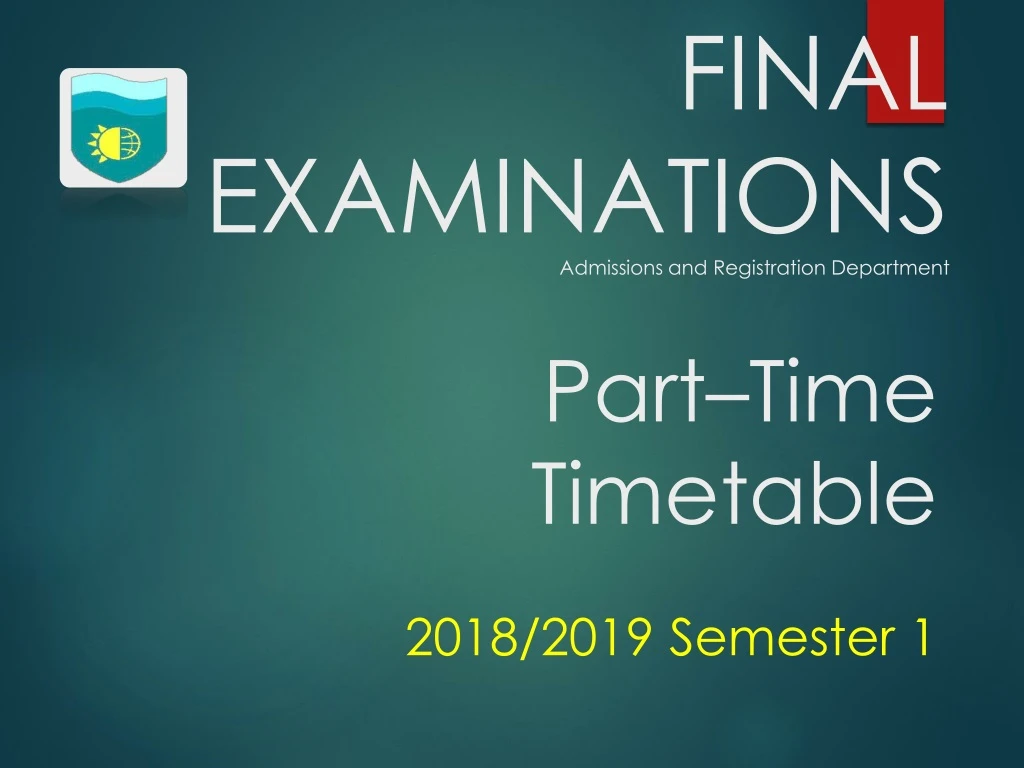 final examinations admissions and registration department n.