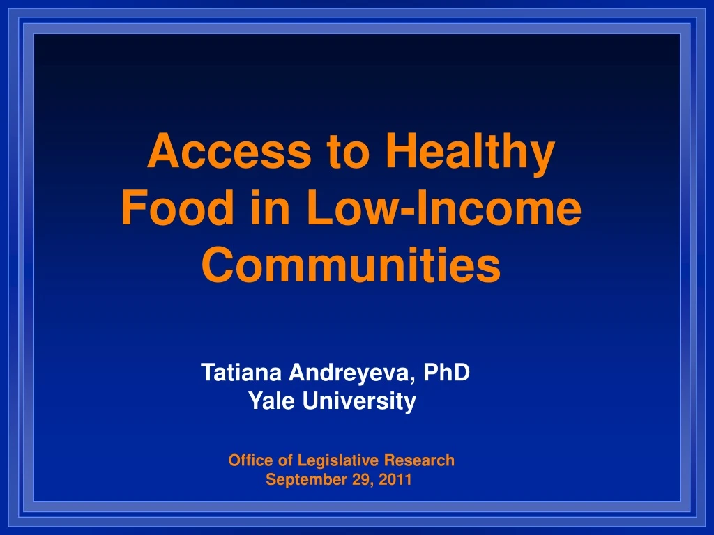access to healthy food in low income communities n.