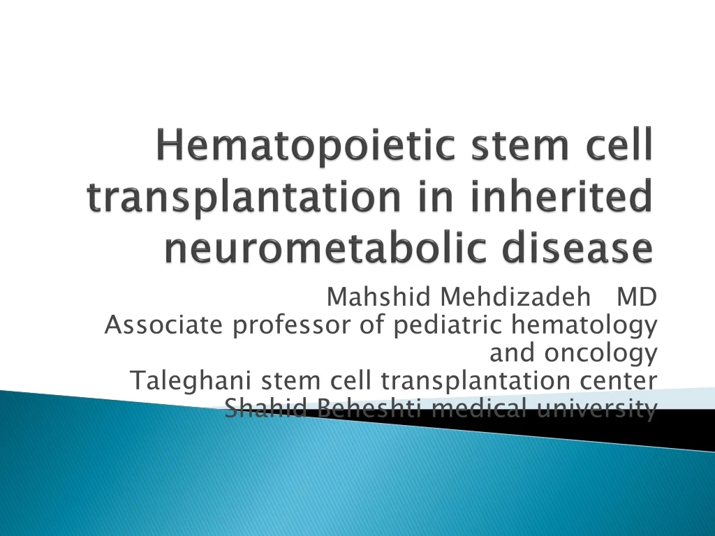 hematopoietic stem cell transplantation in inherited neurometabolic disease n.