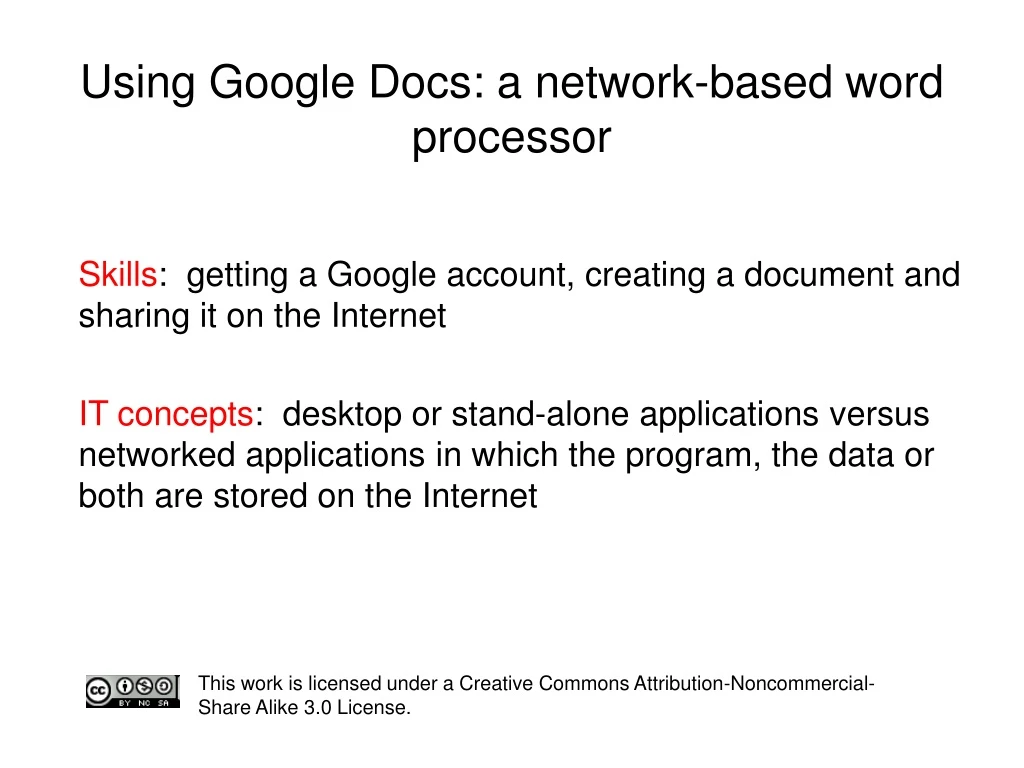 using google docs a network based word processor n.