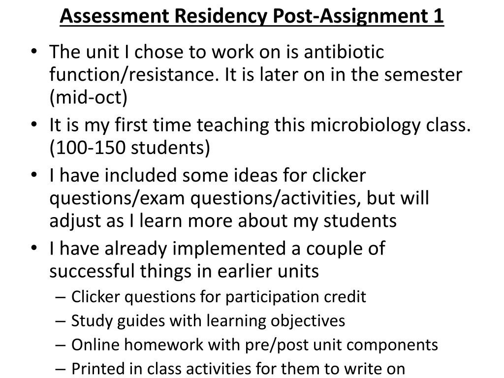 assessment residency post assignment 1 n.