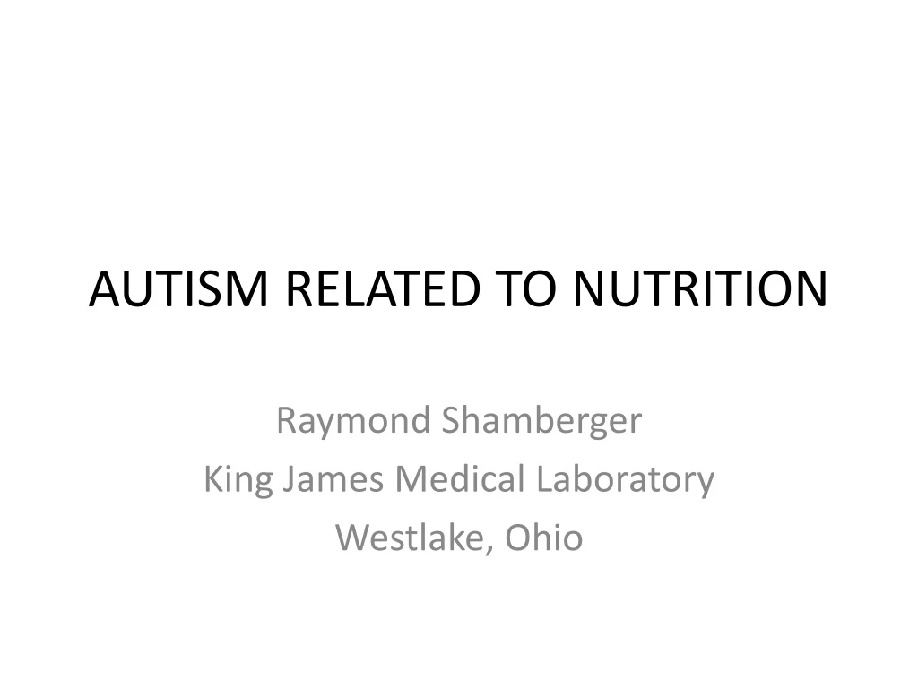 autism related to nutrition n.