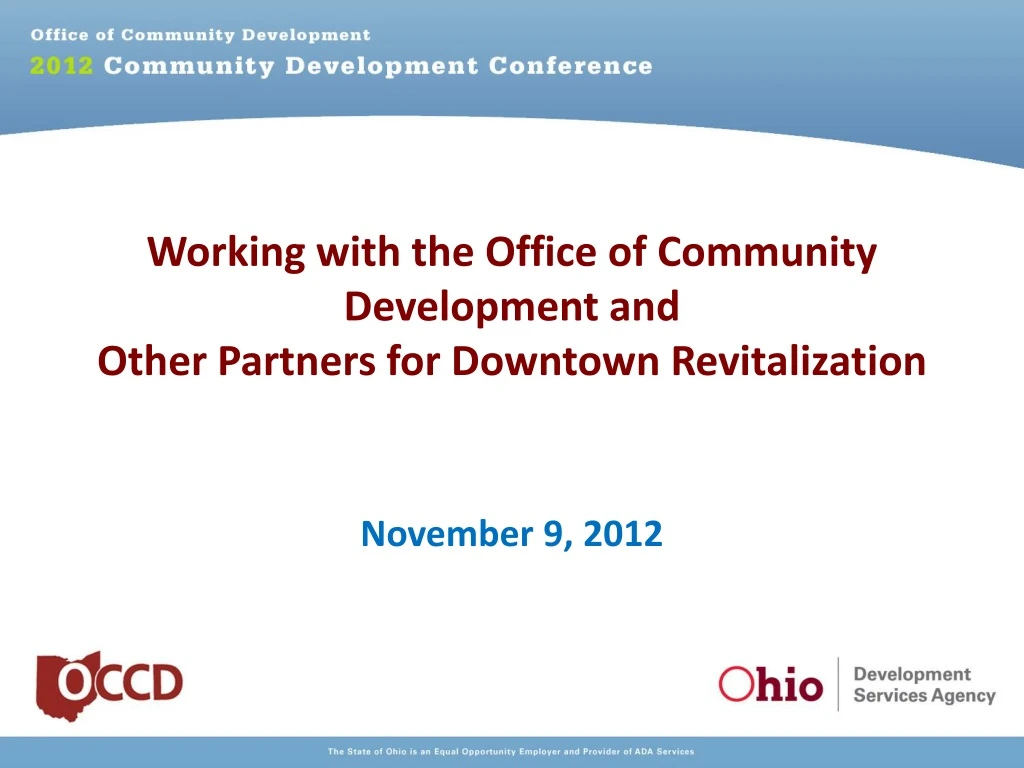 working with the office of community development and other partners for downtown revitalization n.