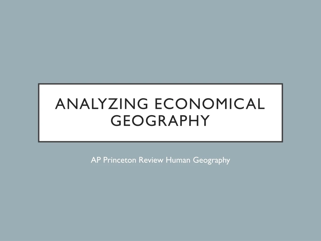 analyzing economical geography n.