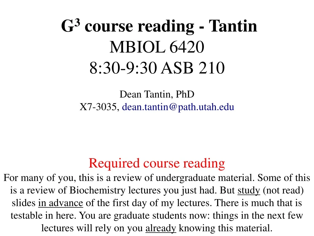 g 3 course reading tantin mbiol 6420 n.